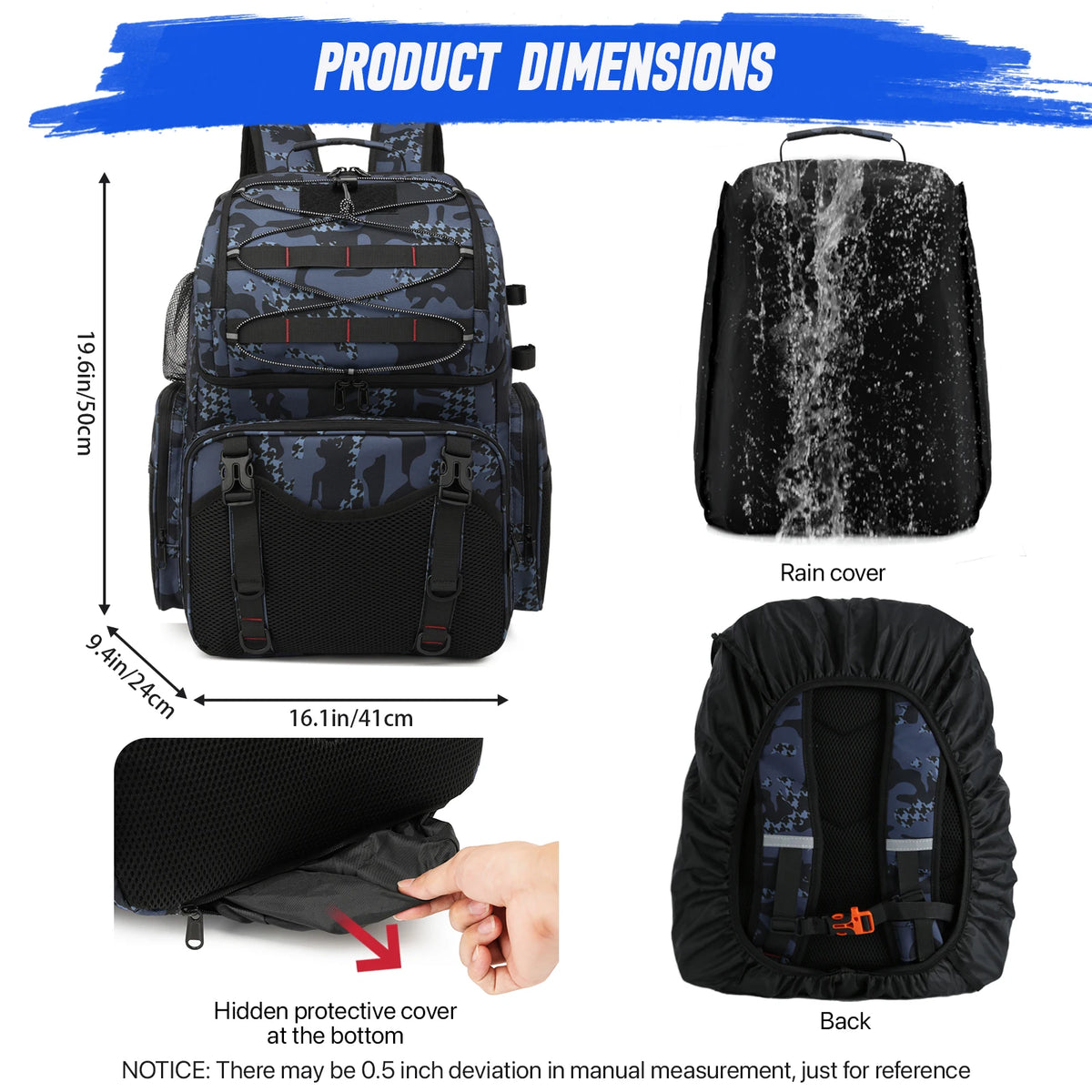 Fishing Backpack 45L Cooler Fishing Tackle Storage Bag