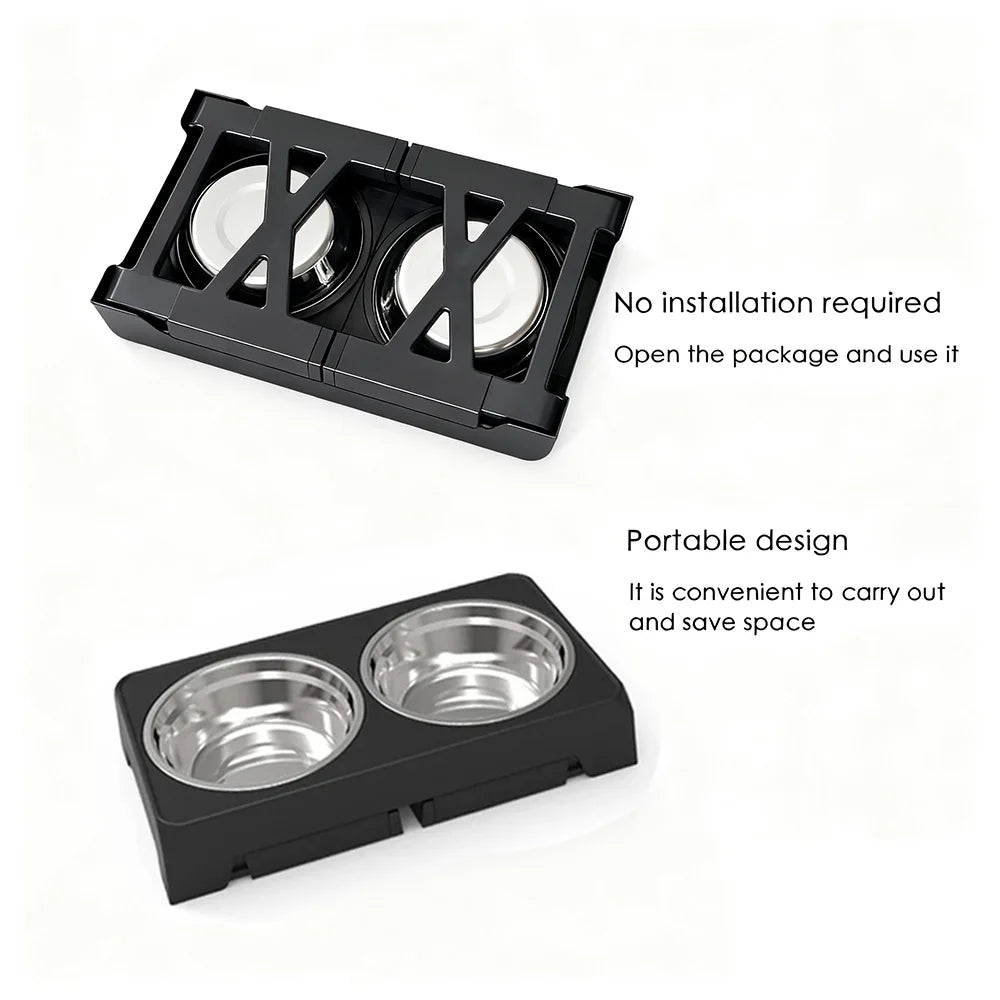 Elevated Dog Feeder Bowls Adjustable Raised Stand