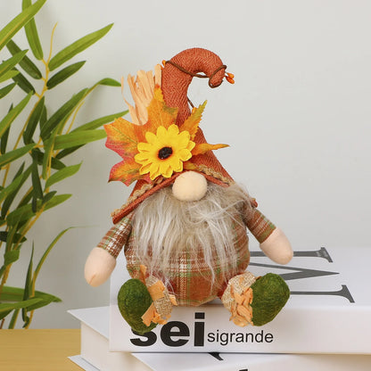 Rustic Autumn Harvest Scarecrow Decor, Plaid & Sunflower Accents for Thanksgiving,