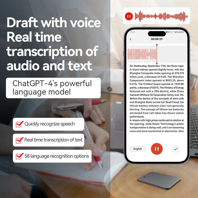 8-128GB AI ChatGPT-4 Intelligent Voice Recorder Audio App