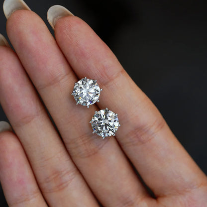 925 Silver Round Moissanite Stud Earrings
