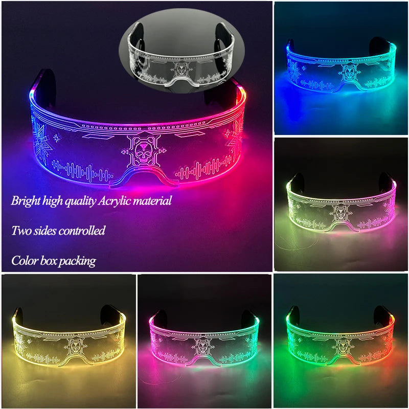 New Acrylic Luminous Glowing Cyberpunk Glasses LED Light