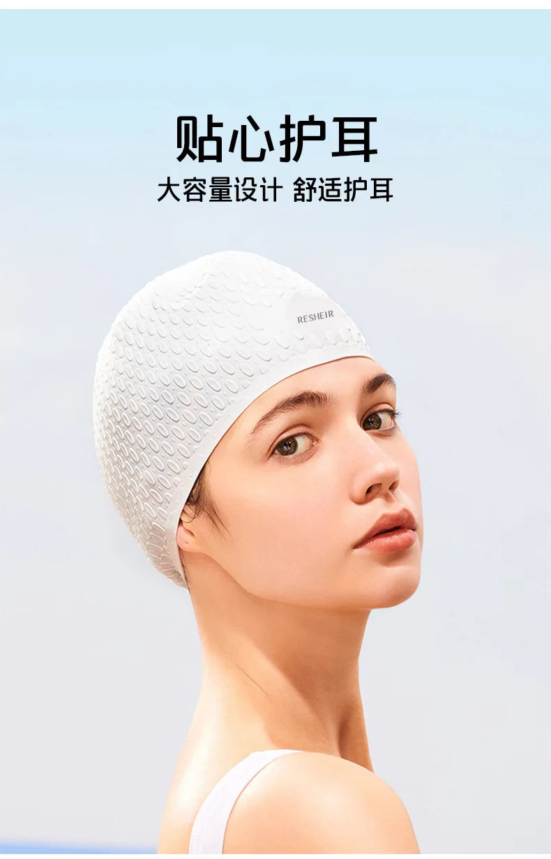 Silicone Swimming Caps Large Size Long Hair Ear Protection