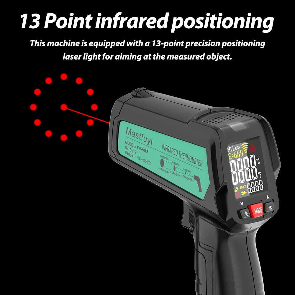 Point Infrared Positioning Thermometer LCD Pyrometer
