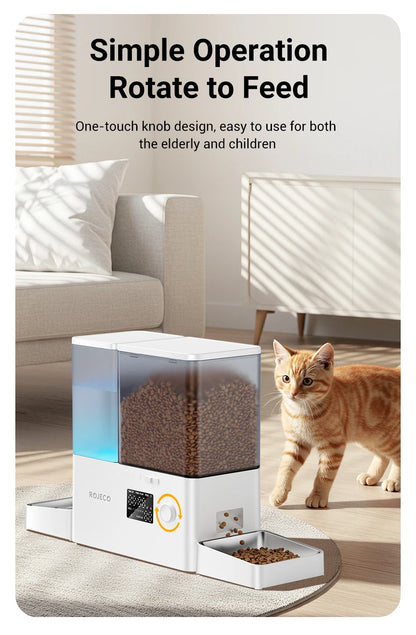 Automatic Pet Feeder Water Fountain 2 in 1 Drinking Feeding