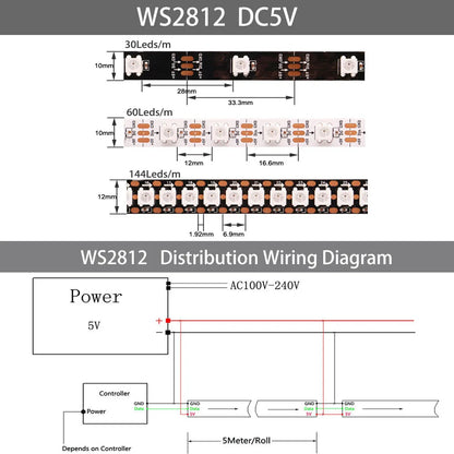 WS2811 WS2812B WS2815 WS2815 RGB LED Strip Tape Light