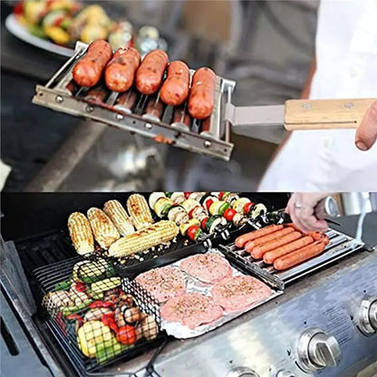 GYTB-Hotdog Grill Stainless Steel With Wooden Handle