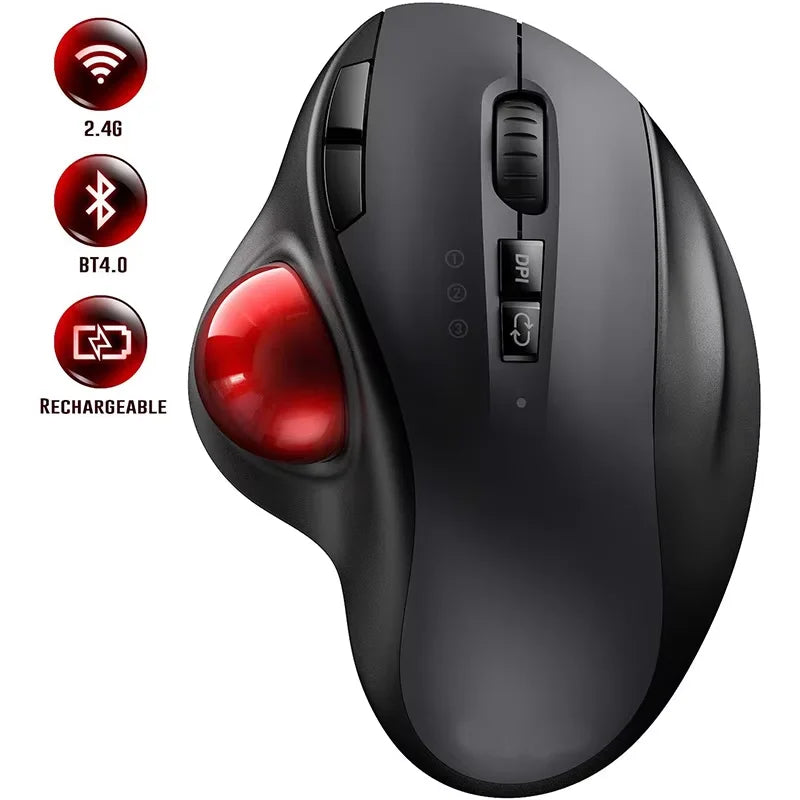 Wireless Trackball Ergonomic Mouse Rechargeable