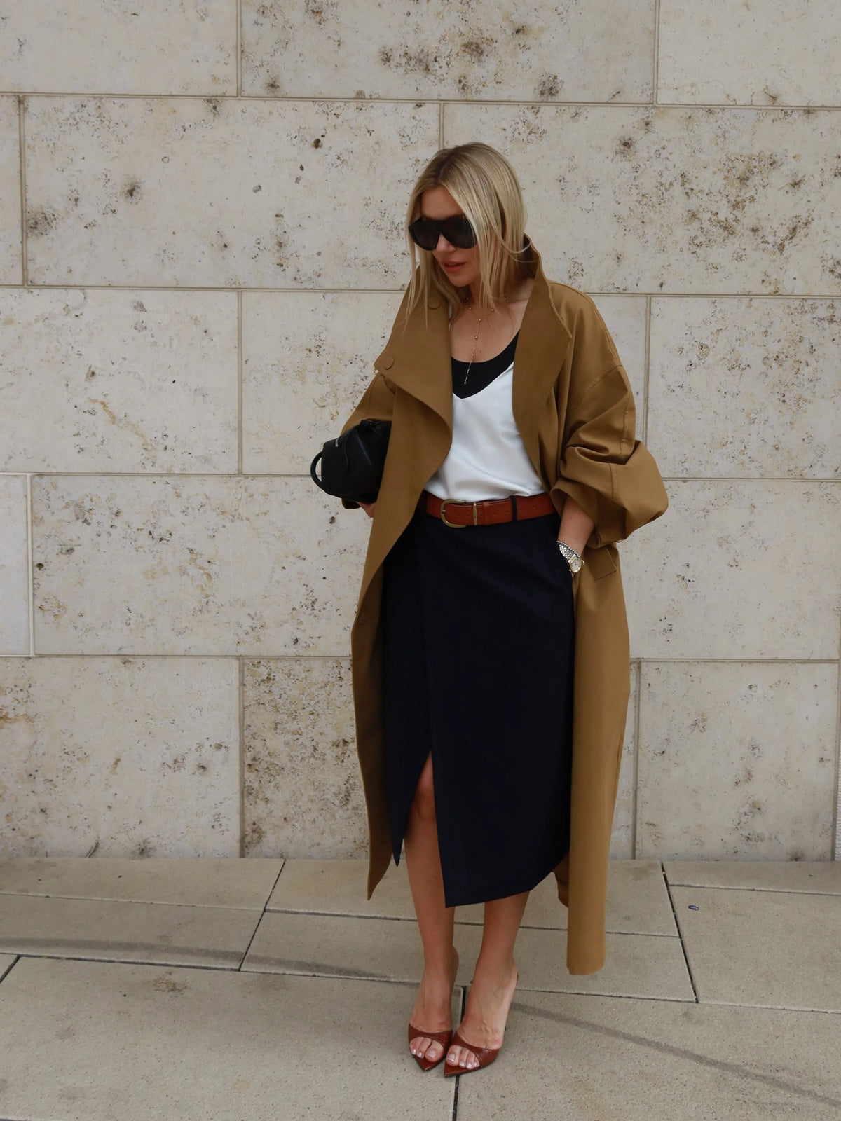 Casual Solid Long Trench Coat Women Stand Collar