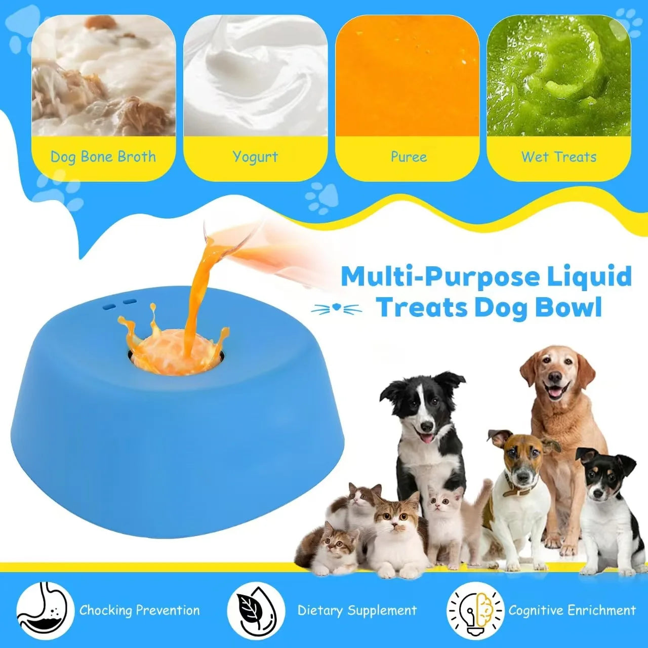 Slow Feeder Dog Bowls for Liquid Treat Bone Broth