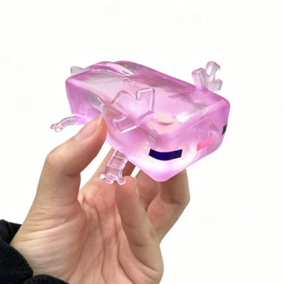 Transparent Cube Axolotl Squishy Toy Maltose Jelly Salamander