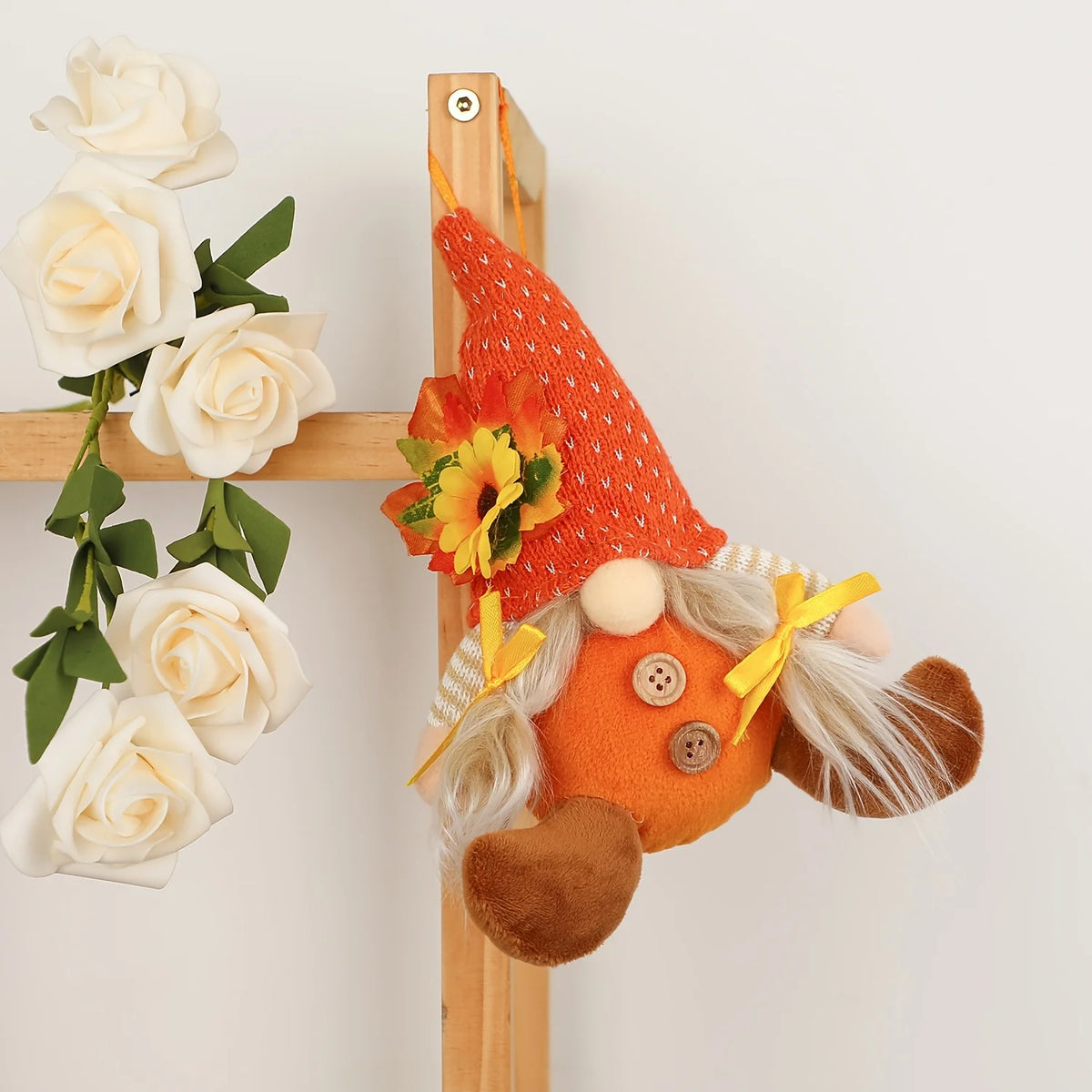 Rustic Autumn Harvest Scarecrow Decor, Plaid & Sunflower Accents for Thanksgiving,