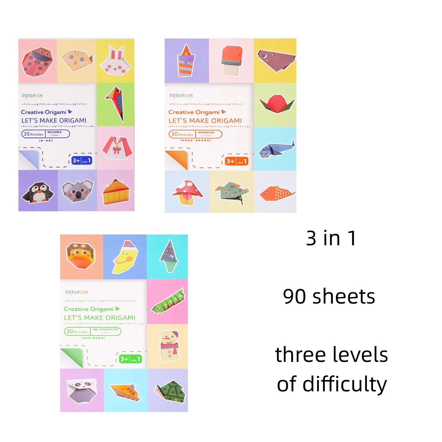 Origami Kit with 30/96 Sheets Paper & Guide Book