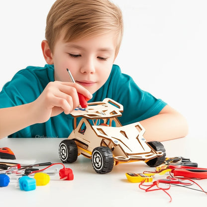 DIY Wooden Remote Control Car Mini Four-Wheel Drive