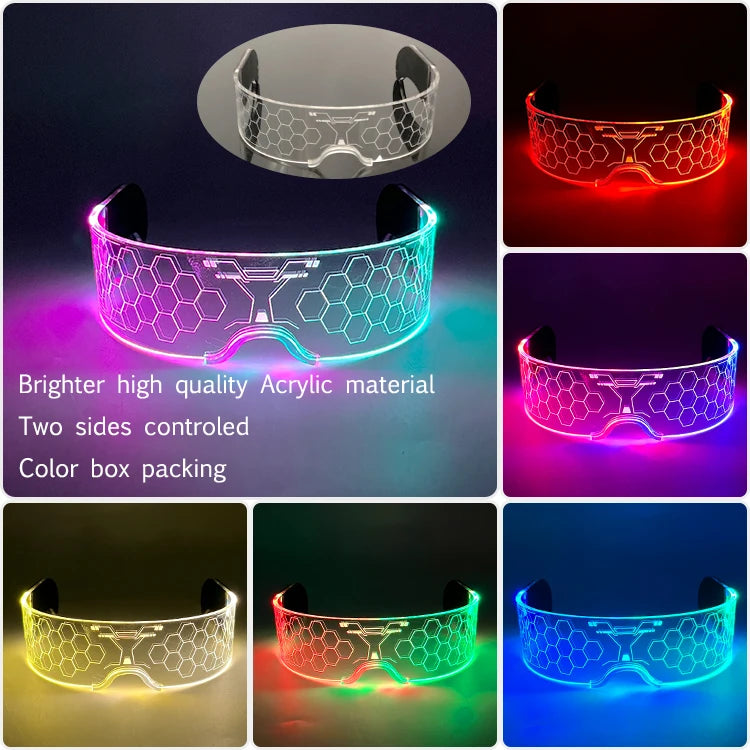 New Acrylic Luminous Glowing Cyberpunk Glasses LED Light