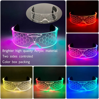 New Acrylic Luminous Glowing Cyberpunk Glasses LED Light