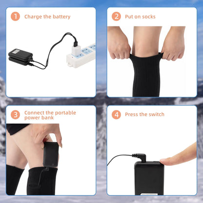 USB Rechargeable Electric Heated Socks 3 Heating Modes