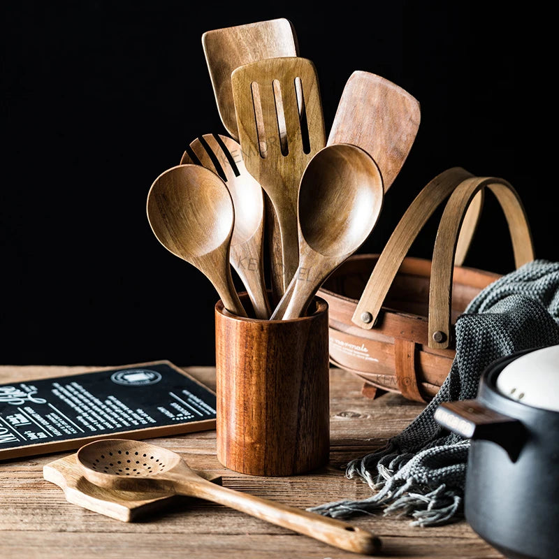 Wooden Spoons For Cooking, Wooden Utensils Set