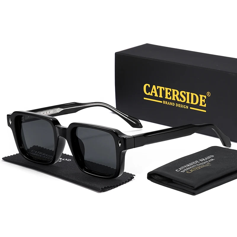 Vintage Men's Square Sunglasses Brand Design Temple