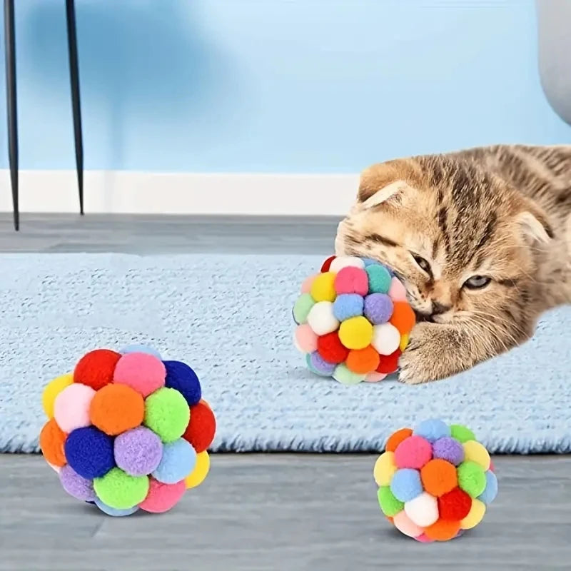 Cat Toys Cat Plush Ball Toy Pet Elastic Bell Ball