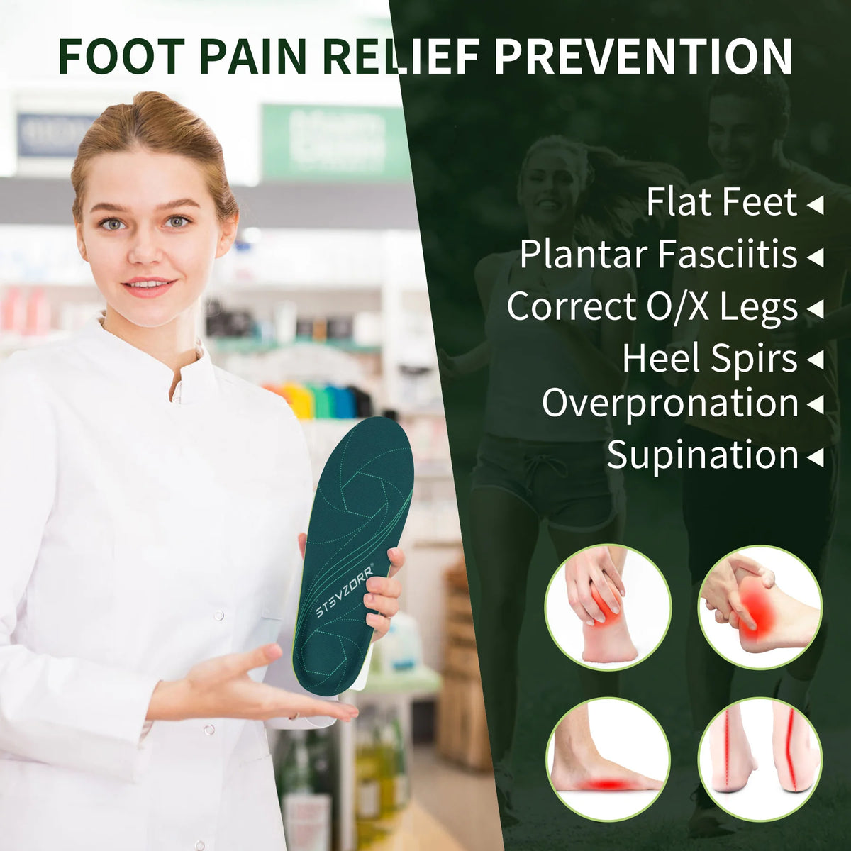 Plantar Fasciitis Orthopedic Sport Insole Arch Support Orthotic