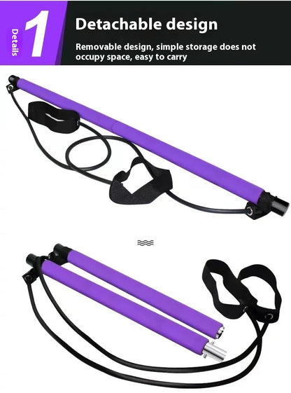 Pilates Stick - Adjustable Fitness Bar for Home Workout Yoga