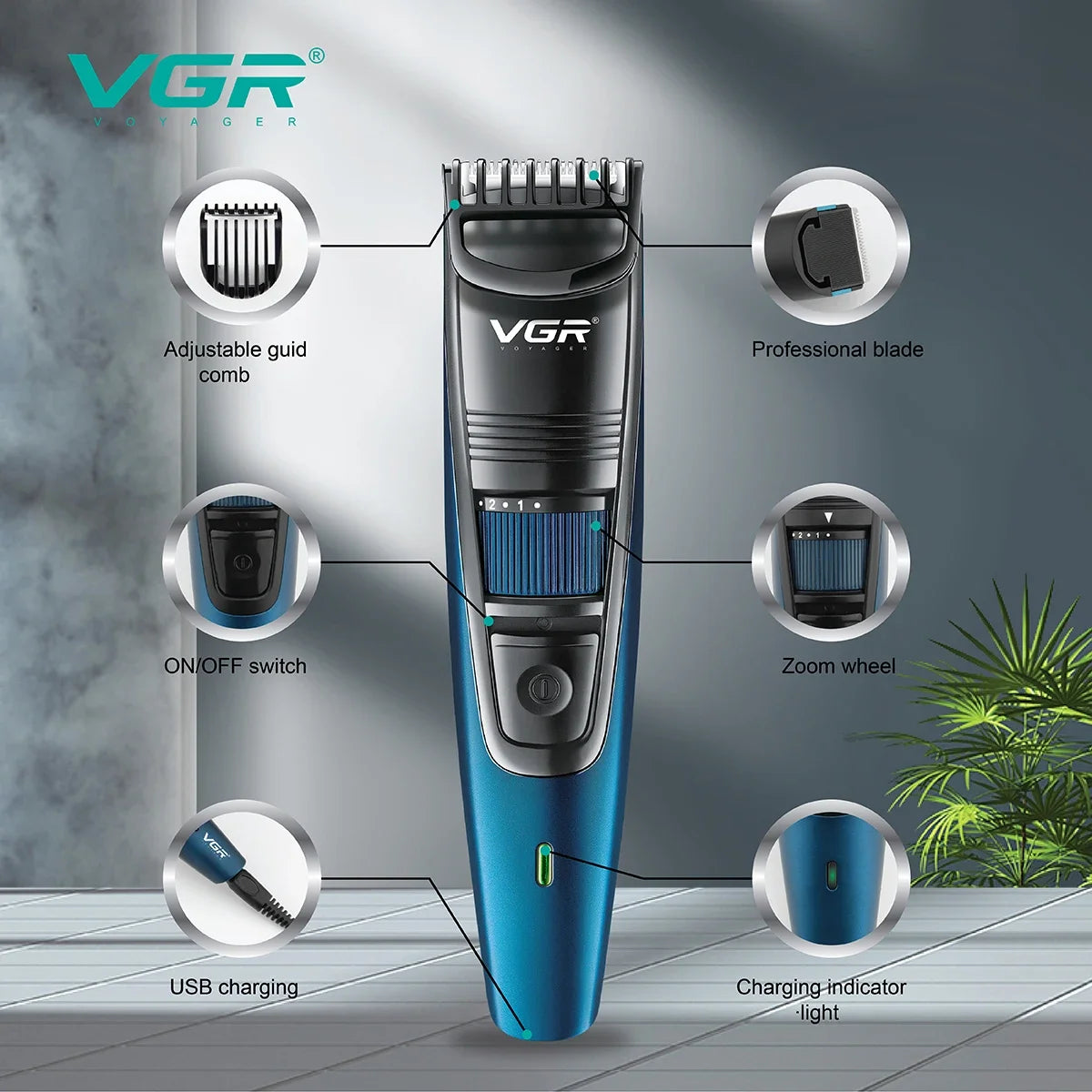 VGR Adjustable Hair And Beard Trimmer Hair Clipper Hair