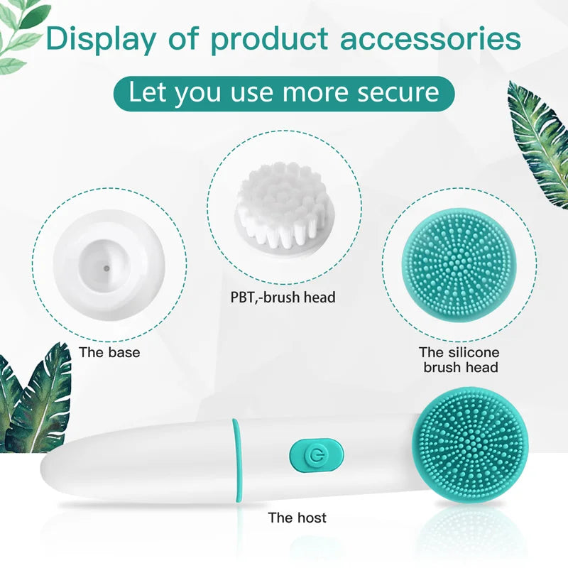 2 in 1 Face Brush Cleaning Electric Pores Deep Cleanser