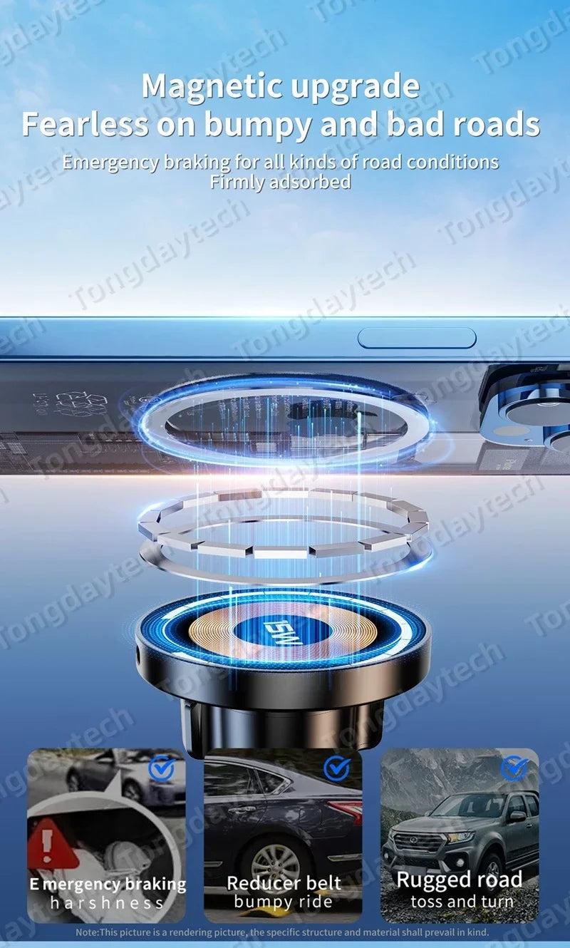 15W Car Magnetic Wireless Charger Holder 360 Rotation