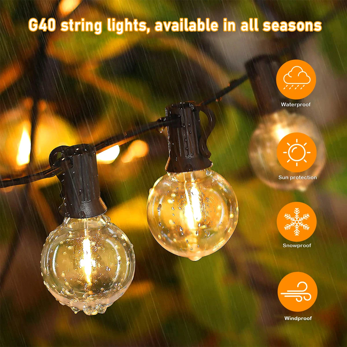 Solar G40 Outdoor String Lights with Remote Controls LED Decor