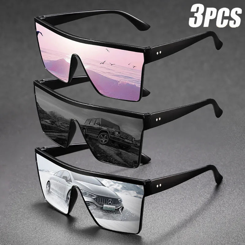 Oversize frame One-piece Goggle Men Woman Sunglasses