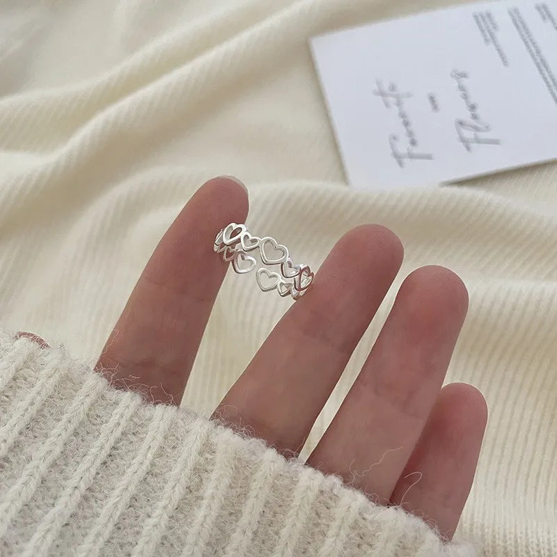 VENTFILLE 925 Sterling Silver Finger Rings Hollow Chain