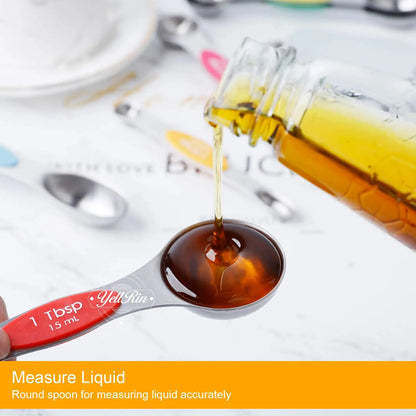 Magnetic Measuring Spoons Set, Dual-Sided Stainless Steel