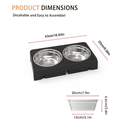 Elevated Dog Feeder Bowls Adjustable Raised Stand