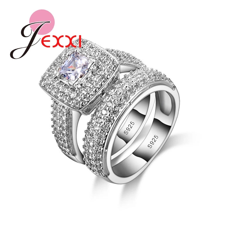 Classcial 925 Sterling Silver Wedding Ring Sets