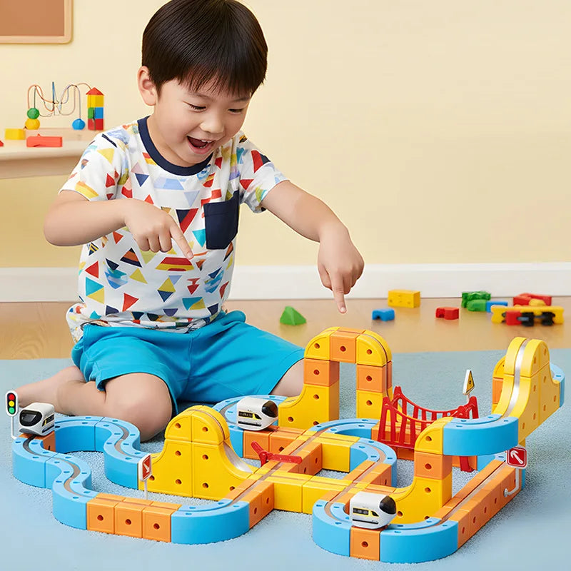 Magnetic Train Set DIY 3D Cube Track Electric Train Set
