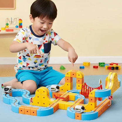 Magnetic Train Set DIY 3D Cube Track Electric Train Set