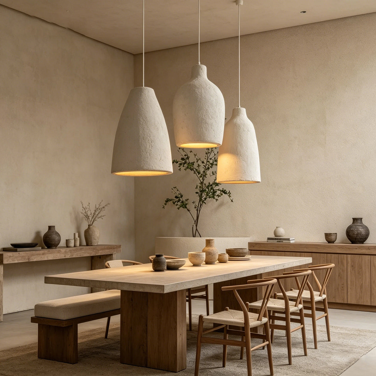 Wabi Sabi Ceiling Pendant Light Nordic LED Chandelier for Living Dining Room