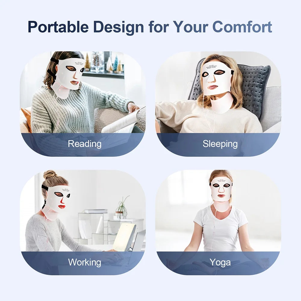 Silicone LED Mask Face With Neck 7 Colors LED Photo