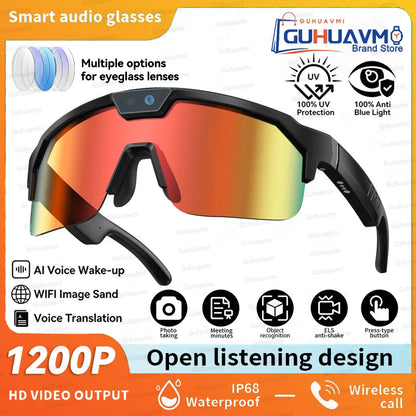 New AI Smart Sports Glasses with 1200P Camera