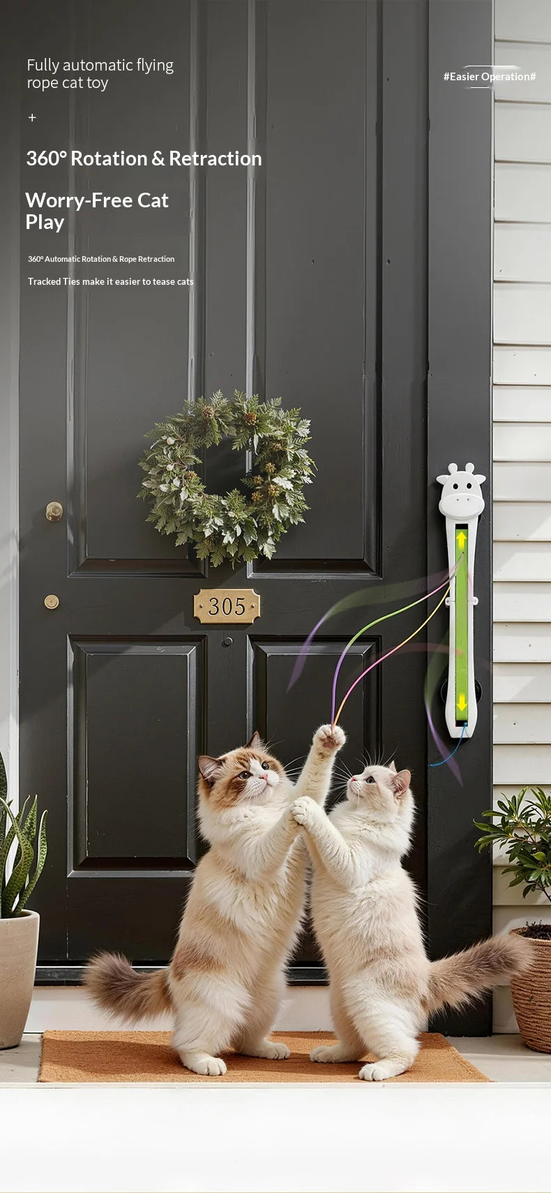 Automatic Interactive Cat Toy Wall Mounted Cat Teaser Wand