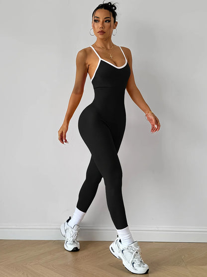 Girls Pink Sports Jumpsuit Running One Piece Bodysuit