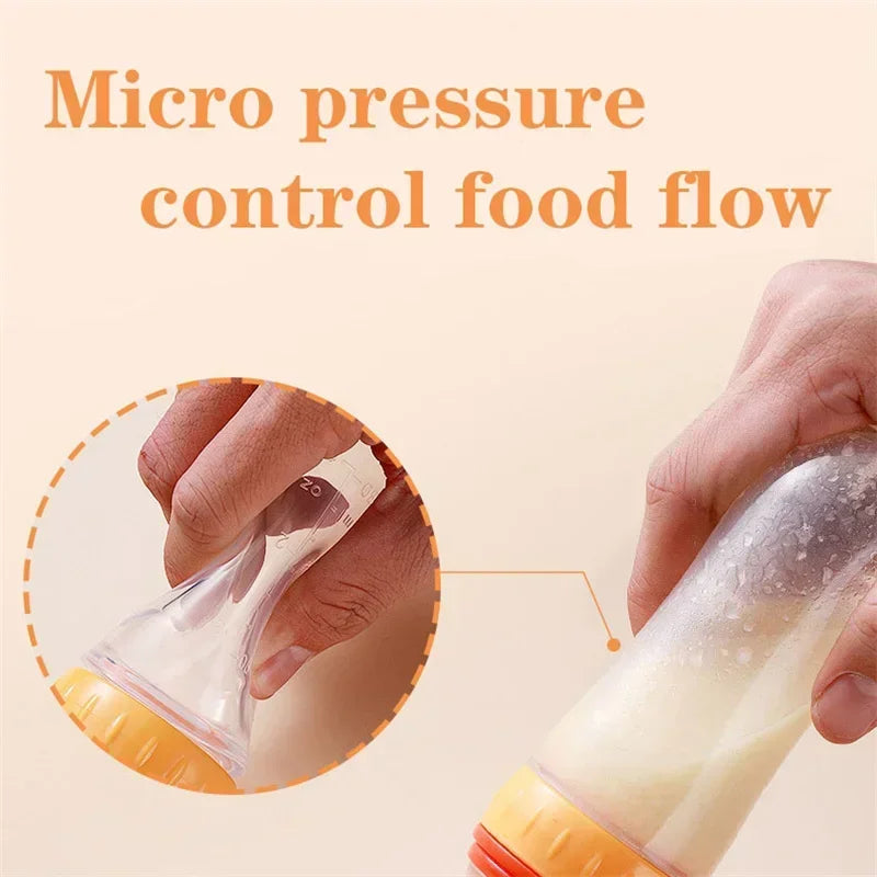 Safe Useful Silicone Baby Bottle with Spoon Food Supplement