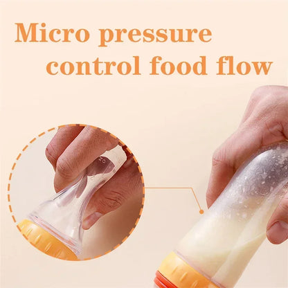 Safe Useful Silicone Baby Bottle with Spoon Food Supplement
