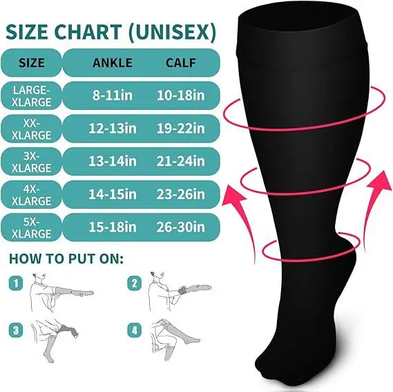 Compression Socks for Women Men 20-30 mmHg Wide Calf
