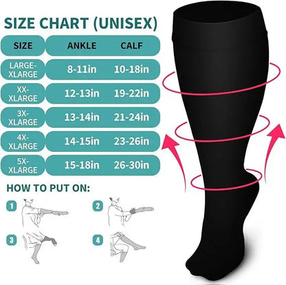 Compression Socks for Women Men 20-30 mmHg Wide Calf
