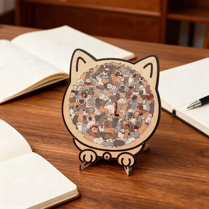 Colored Cat Shaped Wooden Jigsaw Puzzle, Cats Shaped