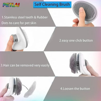 Pet Hair Removal Comb Self-Cleaning Cat Grooming Supplies
