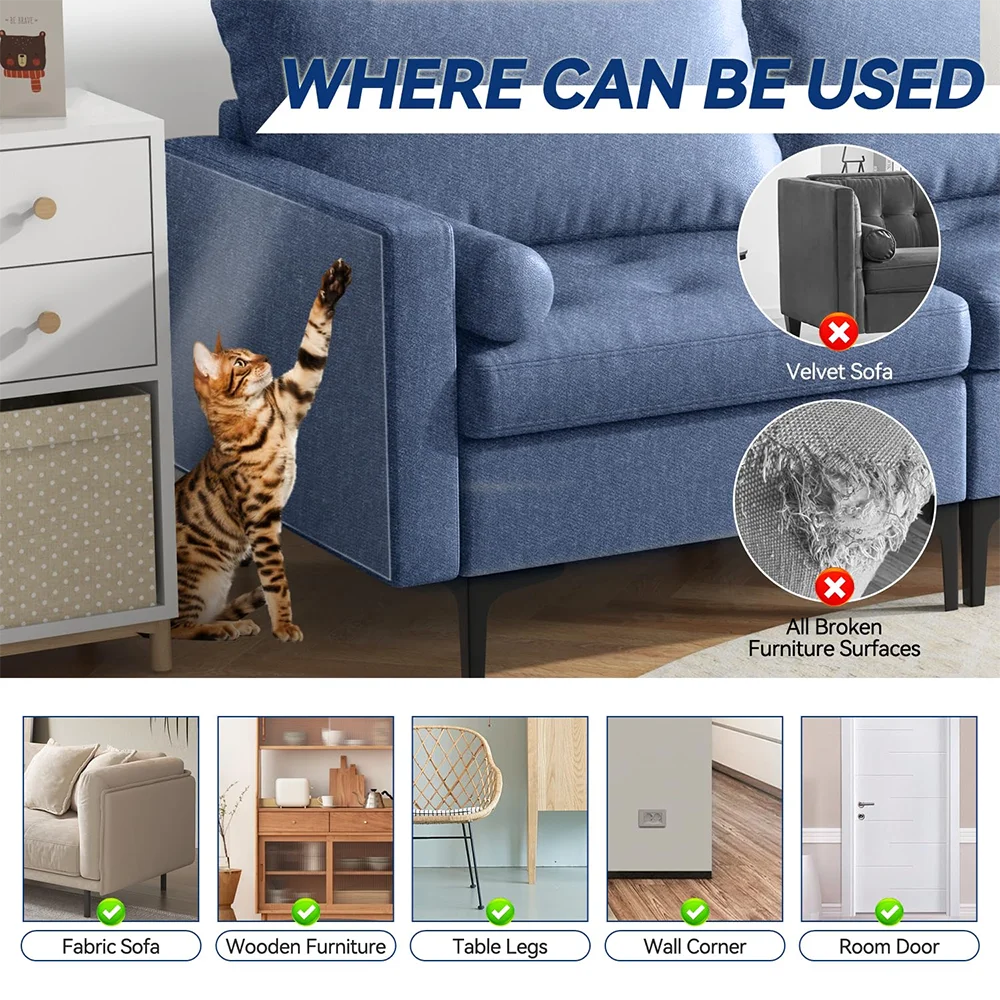 Cat Scratch Deterrent Tape Furniture Protectors From Cats Transparent Self-Adhesive
