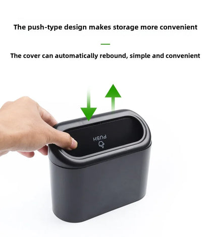 Car Trash Bin Kit Black Square Pressing With Lid